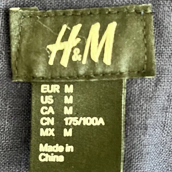 H&M Casual Long Sleeve Button Down Linen Shirt Navy Sz M no fabric tag - Picture 7 of 8